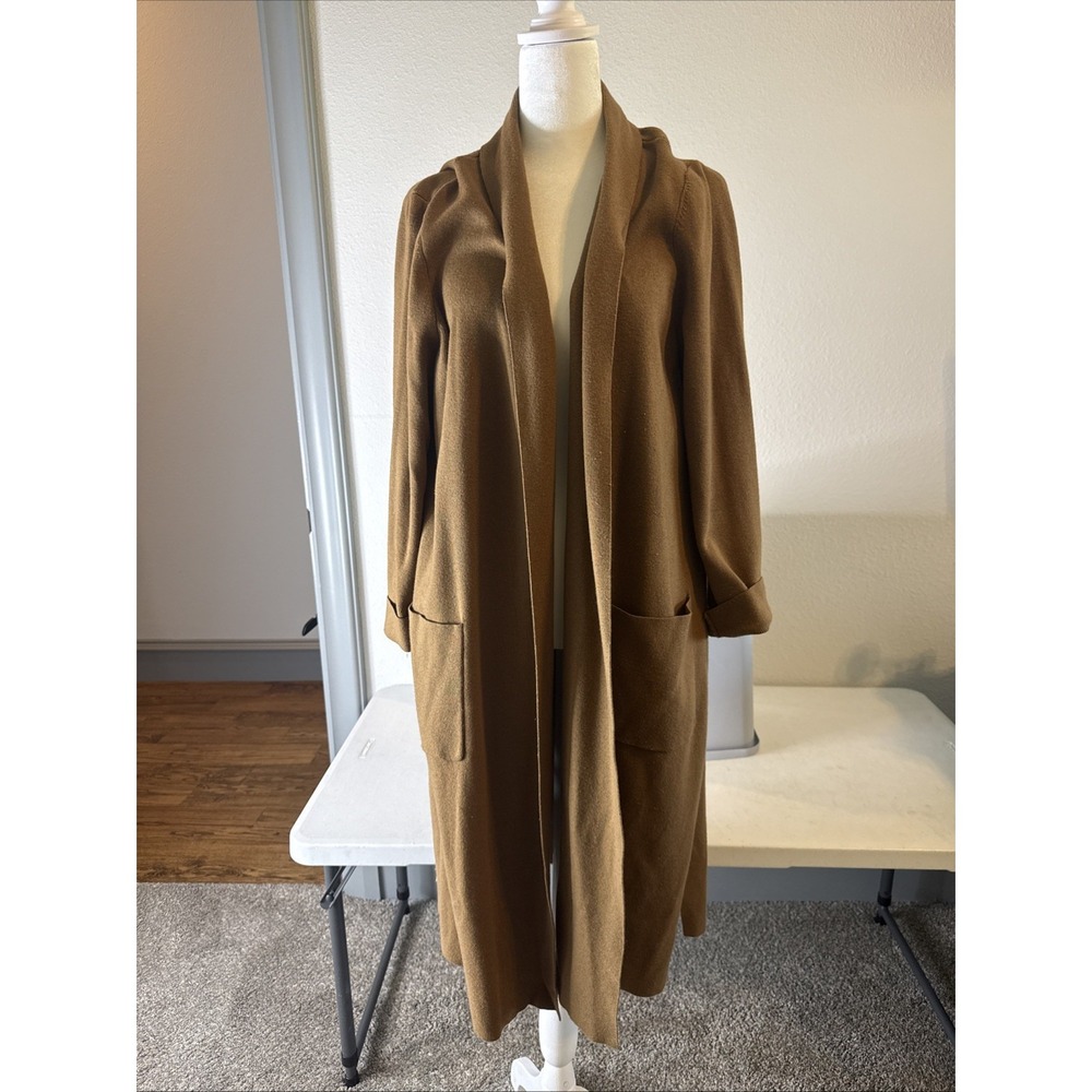 J. Jill Women's Long Blazer Open Front Brown Petite Size L